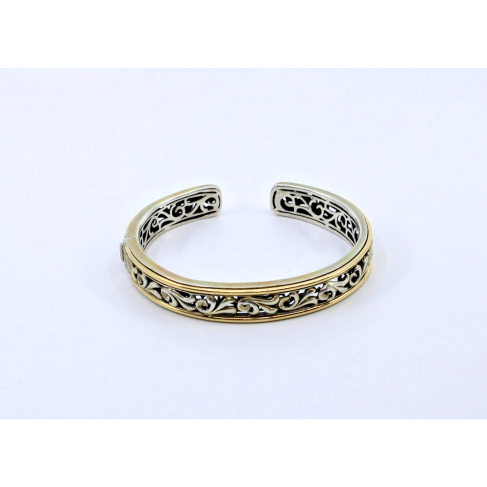 F0 Auth CHARLES KRYPELL Ivy Collection Cuff Silver 925 18K Gold Bracelet 32 Gram